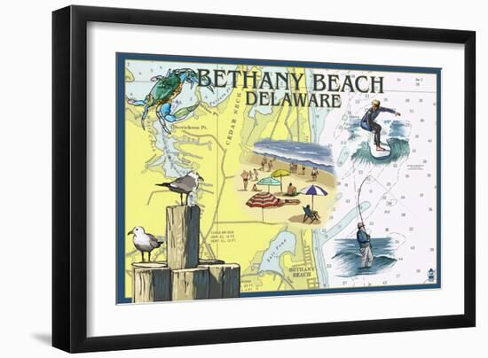 Bethany Beach, Delaware - Nautical Chart-Lantern Press-Framed Art Print