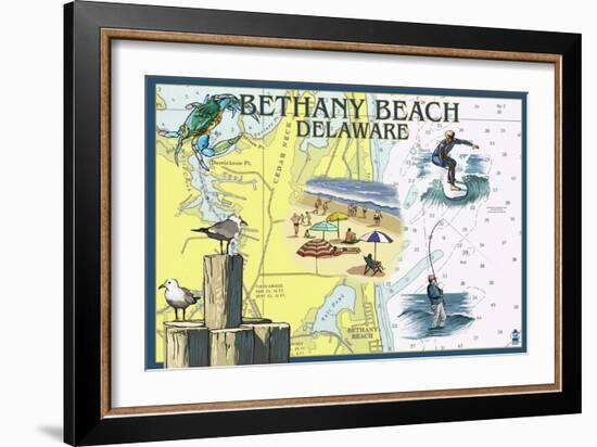 Bethany Beach, Delaware - Nautical Chart-Lantern Press-Framed Art Print