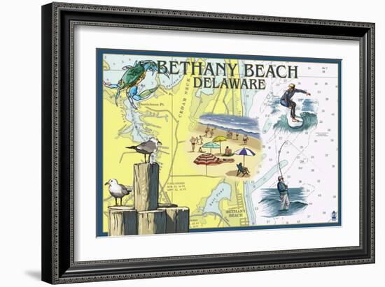 Bethany Beach, Delaware - Nautical Chart-Lantern Press-Framed Art Print