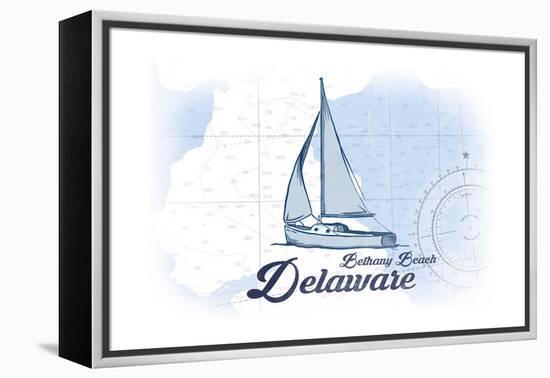 Bethany Beach, Delaware - Sailboat - Blue - Coastal Icon-Lantern Press-Framed Stretched Canvas