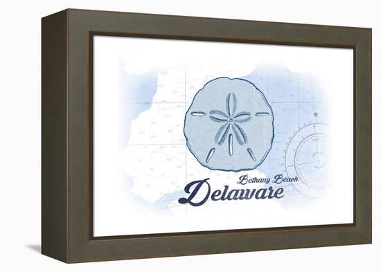 Bethany Beach, Delaware - Sand Dollar - Blue - Coastal Icon-Lantern Press-Framed Stretched Canvas