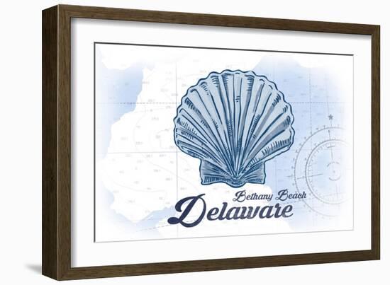 Bethany Beach, Delaware - Scallop Shell - Blue - Coastal Icon-Lantern Press-Framed Art Print
