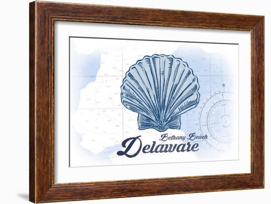 Bethany Beach, Delaware - Scallop Shell - Blue - Coastal Icon-Lantern Press-Framed Art Print