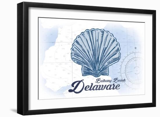 Bethany Beach, Delaware - Scallop Shell - Blue - Coastal Icon-Lantern Press-Framed Art Print