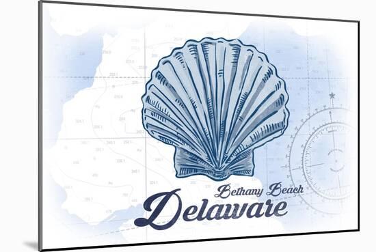 Bethany Beach, Delaware - Scallop Shell - Blue - Coastal Icon-Lantern Press-Mounted Art Print