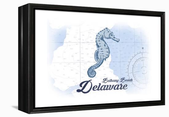 Bethany Beach, Delaware - Seahorse - Blue - Coastal Icon-Lantern Press-Framed Stretched Canvas