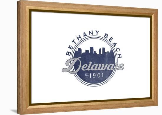 Bethany Beach, Delaware - Skyline Seal (Blue)-Lantern Press-Framed Stretched Canvas