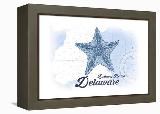 Bethany Beach, Delaware - Starfish - Blue - Coastal Icon-Lantern Press-Framed Stretched Canvas