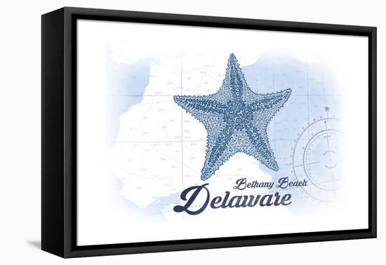 Bethany Beach, Delaware - Starfish - Blue - Coastal Icon-Lantern Press-Framed Stretched Canvas