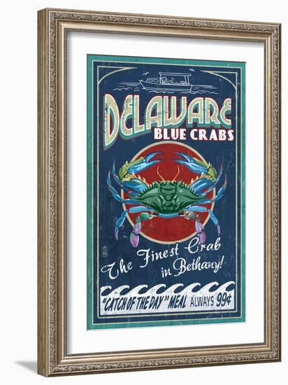 Bethany, Delaware Blue Crabs-Lantern Press-Framed Art Print