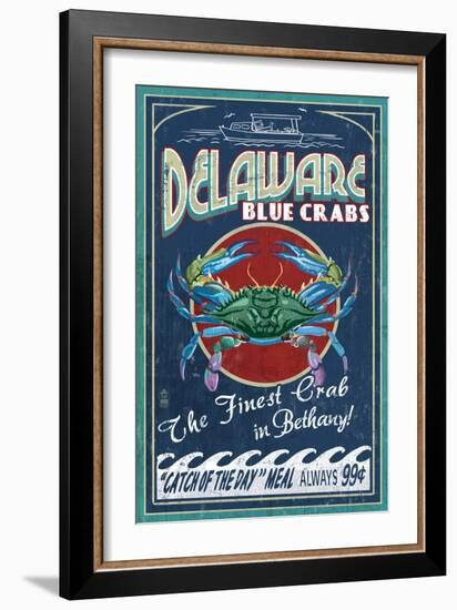 Bethany, Delaware Blue Crabs-Lantern Press-Framed Art Print