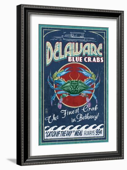 Bethany, Delaware Blue Crabs-Lantern Press-Framed Art Print