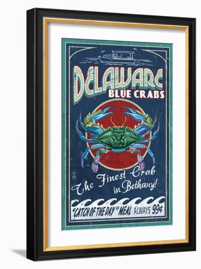 Bethany, Delaware Blue Crabs-Lantern Press-Framed Art Print