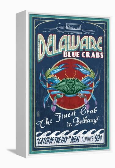 Bethany, Delaware Blue Crabs-Lantern Press-Framed Stretched Canvas