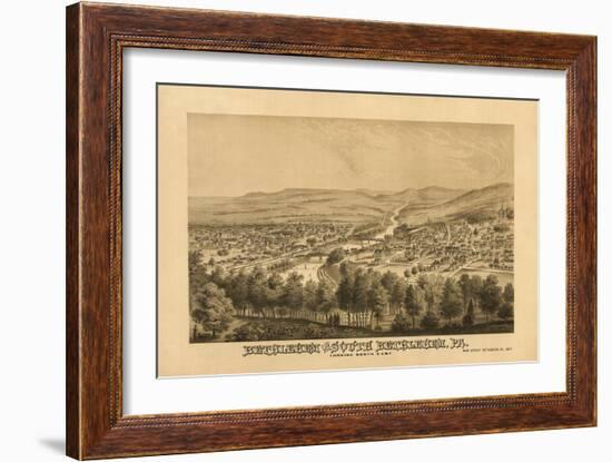 Bethlehem, Pennsylvania - Panoramic Map-Lantern Press-Framed Art Print