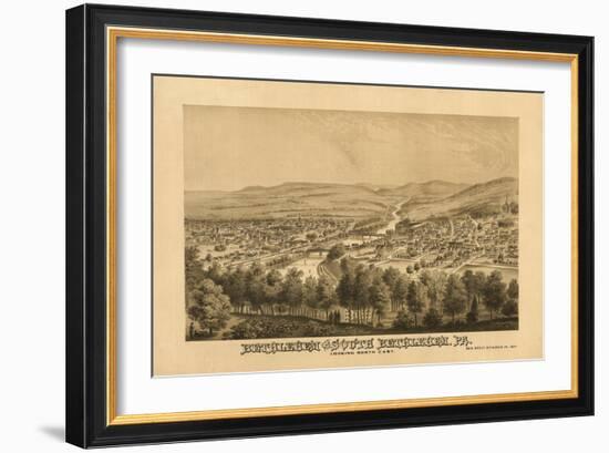 Bethlehem, Pennsylvania - Panoramic Map-Lantern Press-Framed Art Print