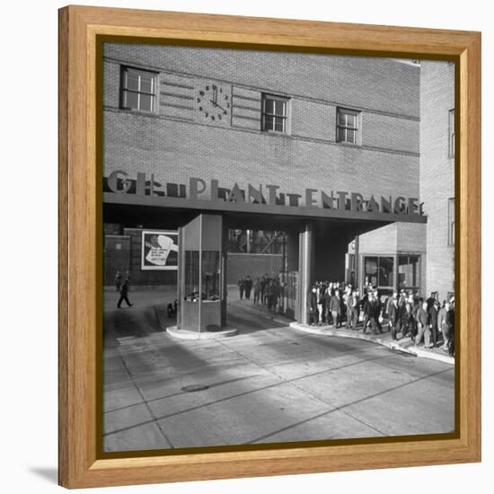 Bethlehem Steel, Reopening after Strike, Showing Workers Leaving, Clock on Wall Says 4 O'Clock-Bernard Hoffman-Framed Premier Image Canvas