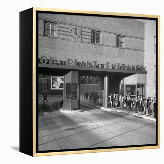 Bethlehem Steel, Reopening after Strike, Showing Workers Leaving, Clock on Wall Says 4 O'Clock-Bernard Hoffman-Framed Premier Image Canvas