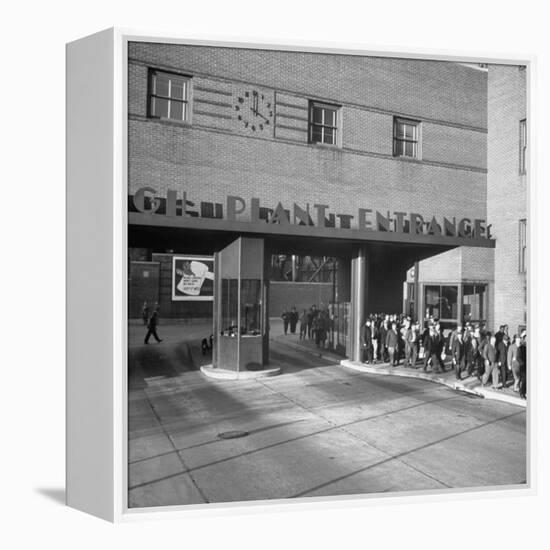 Bethlehem Steel, Reopening after Strike, Showing Workers Leaving, Clock on Wall Says 4 O'Clock-Bernard Hoffman-Framed Premier Image Canvas