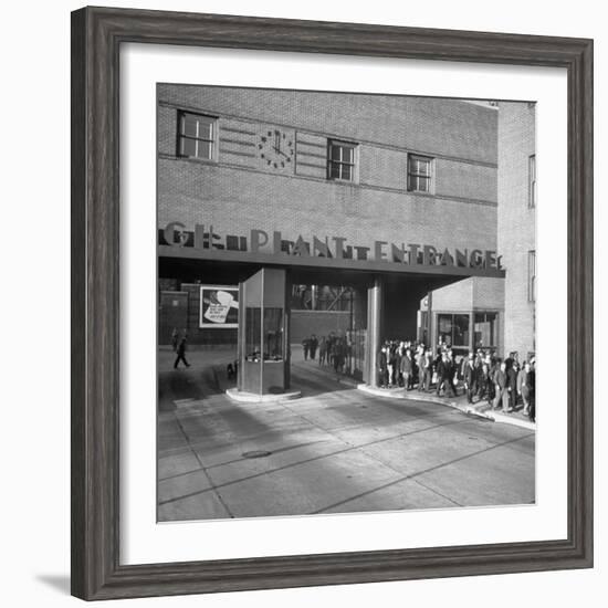 Bethlehem Steel, Reopening after Strike, Showing Workers Leaving, Clock on Wall Says 4 O'Clock-Bernard Hoffman-Framed Photographic Print