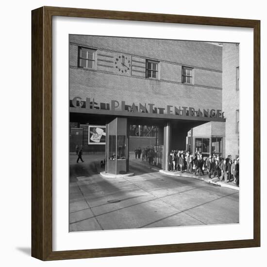 Bethlehem Steel, Reopening after Strike, Showing Workers Leaving, Clock on Wall Says 4 O'Clock-Bernard Hoffman-Framed Photographic Print