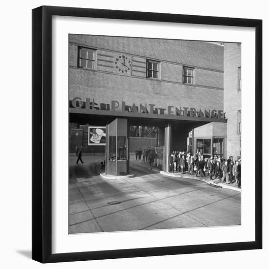 Bethlehem Steel, Reopening after Strike, Showing Workers Leaving, Clock on Wall Says 4 O'Clock-Bernard Hoffman-Framed Photographic Print