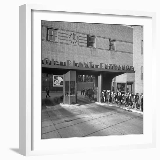 Bethlehem Steel, Reopening after Strike, Showing Workers Leaving, Clock on Wall Says 4 O'Clock-Bernard Hoffman-Framed Photographic Print