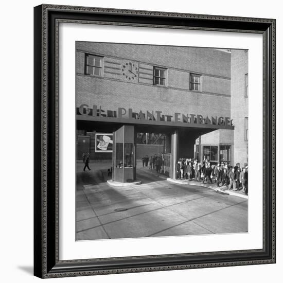 Bethlehem Steel, Reopening after Strike, Showing Workers Leaving, Clock on Wall Says 4 O'Clock-Bernard Hoffman-Framed Photographic Print