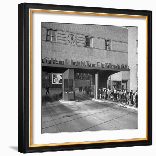 Bethlehem Steel, Reopening after Strike, Showing Workers Leaving, Clock on Wall Says 4 O'Clock-Bernard Hoffman-Framed Photographic Print