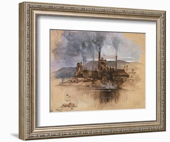 Bethlehem Steel Works in May 1881, Watercolor Painting by Joseph Pennell-null-Framed Art Print