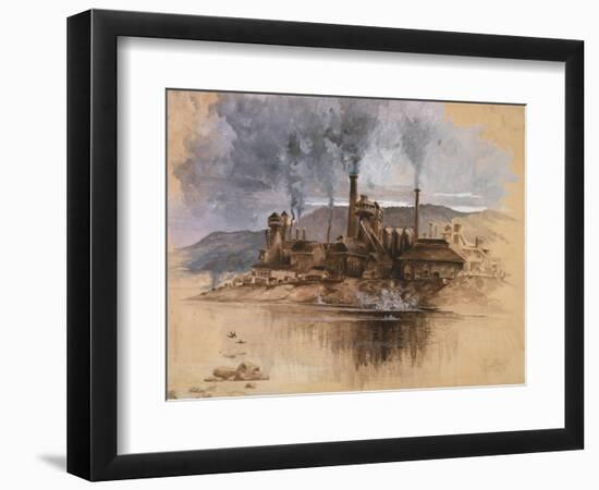 Bethlehem Steel Works in May 1881, Watercolor Painting by Joseph Pennell-null-Framed Art Print