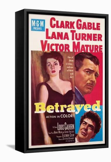 Betrayed, Lana Turner, Clark Gable, Victor Mature, 1954-null-Framed Stretched Canvas