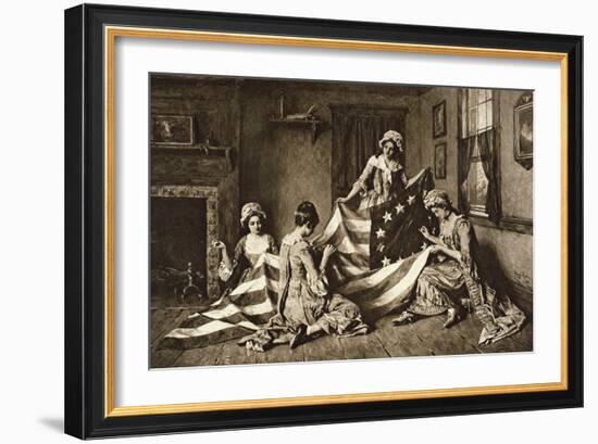 Betsy Ross Sewing the First United States Flag-null-Framed Giclee Print