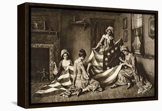 Betsy Ross Sewing the First United States Flag-null-Framed Premier Image Canvas