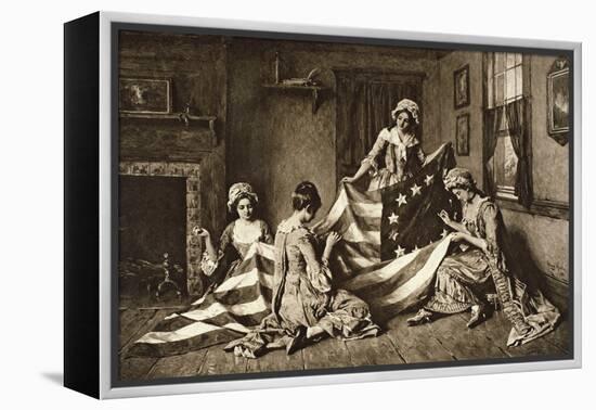 Betsy Ross Sewing the First United States Flag-null-Framed Premier Image Canvas