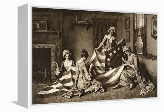 Betsy Ross Sewing the First United States Flag-null-Framed Premier Image Canvas