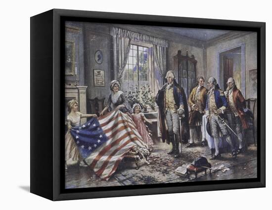 Betsy Ross Shows Washington the Stars and Stripes-Edward Moran-Framed Premier Image Canvas