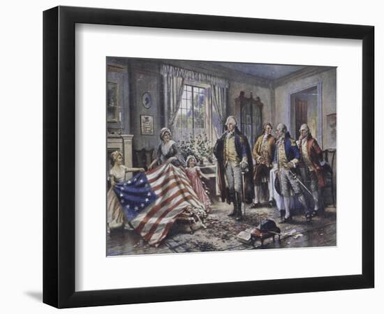 Betsy Ross Shows Washington the Stars and Stripes-Edward Moran-Framed Giclee Print