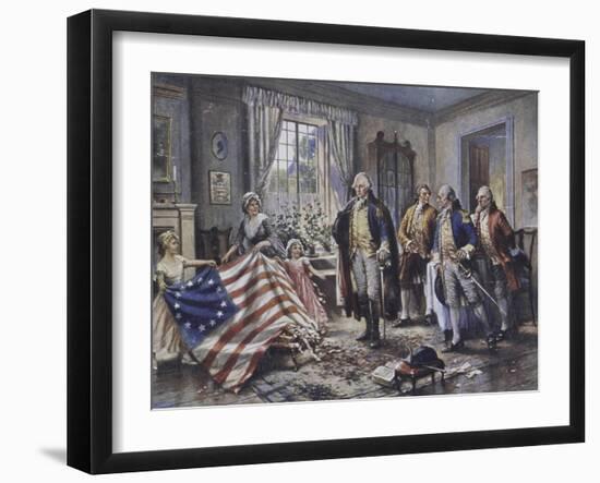 Betsy Ross Shows Washington the Stars and Stripes-Edward Moran-Framed Giclee Print