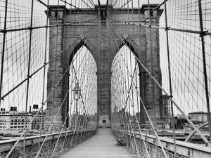 Pedestrian Walkway on the Brooklyn Bridge by Bettmann