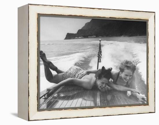 Betty Brooks and Patti McCarty Motor Boating at Catalina Island-Peter Stackpole-Framed Premier Image Canvas