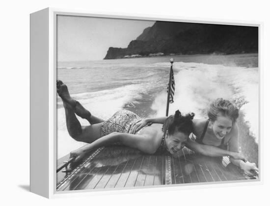 Betty Brooks and Patti McCarty Motor Boating at Catalina Island-Peter Stackpole-Framed Premier Image Canvas