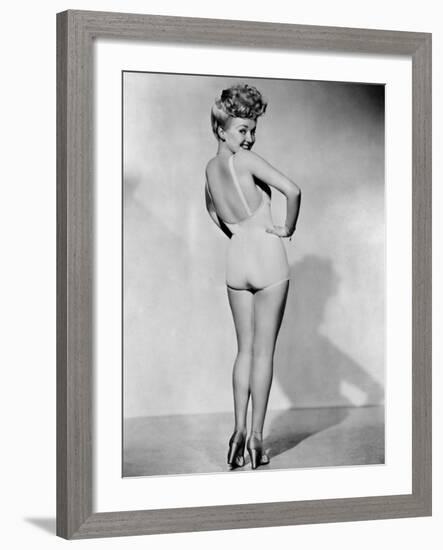 Betty Grable, World War II Pin-Up Picture, 1943-null-Framed Photo