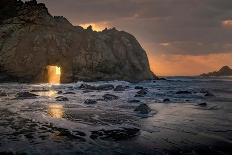 Usa, California. Sunsets gleams through this hole in the rock along the Big Sur coast.-Betty Sederquist-Photographic Print