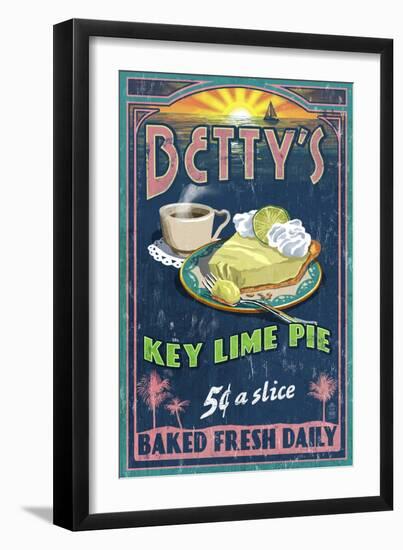 Bettys Key Lime Pie - Vintage Sign-Lantern Press-Framed Art Print