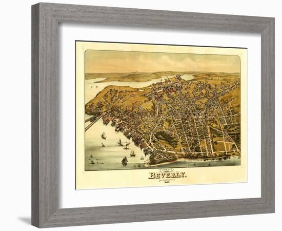 Beverly Farms, Massachusetts - Panoramic Map-Lantern Press-Framed Art Print