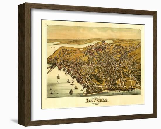 Beverly Farms, Massachusetts - Panoramic Map-Lantern Press-Framed Art Print