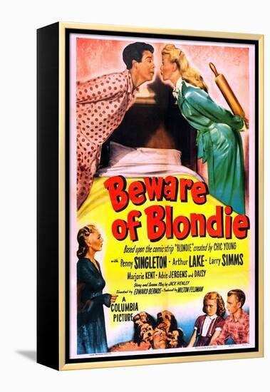 Beware of Blondie-null-Framed Stretched Canvas