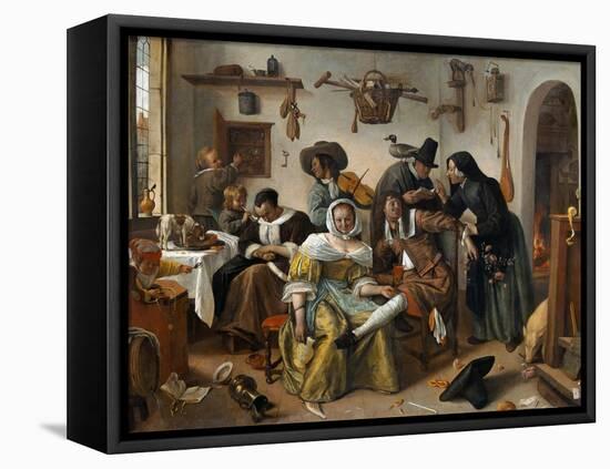 Beware of Luxury ("In Weelde Siet Toe")-Jan Havicksz. Steen-Framed Premier Image Canvas