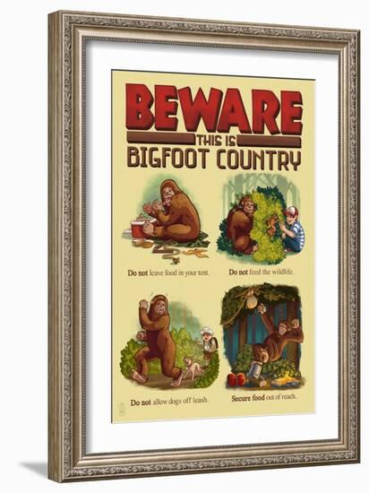 Beware this is Bigfoot Country Lessons-Lantern Press-Framed Art Print